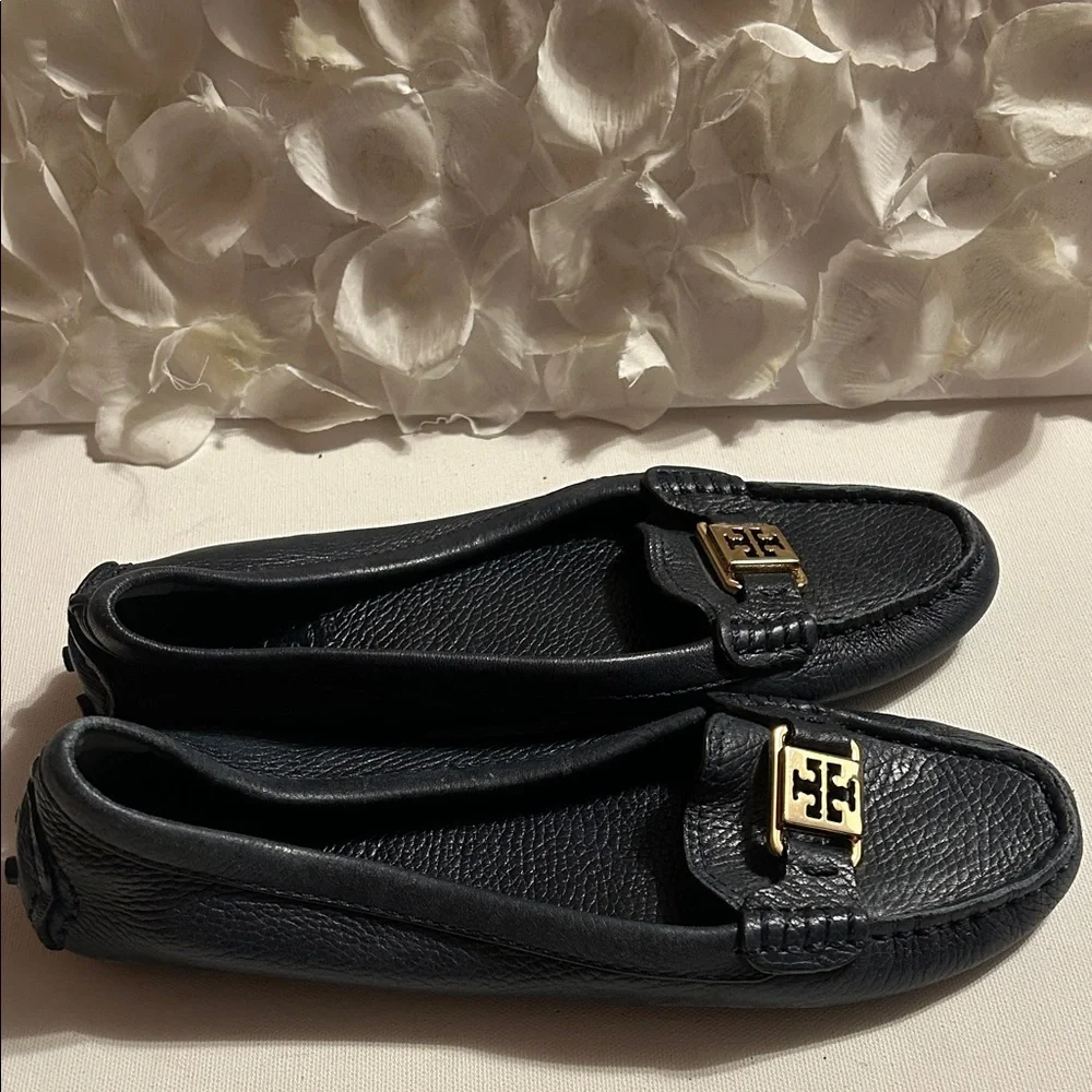 Tory Burch Navy Leather Loafers